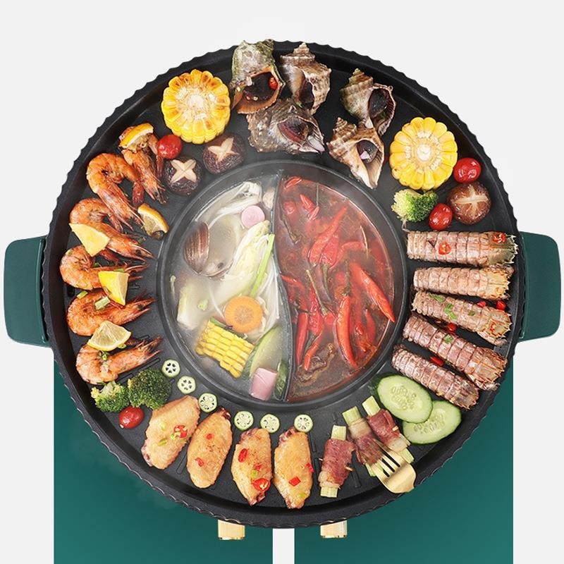 Korean Bbq Grill - 1600W Electric Multi-Cooker with Non-Stick Grill