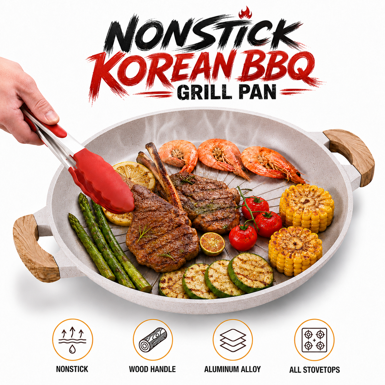 Korean Bbq Grill - 13 Inch Korean BBQ Grill Pan