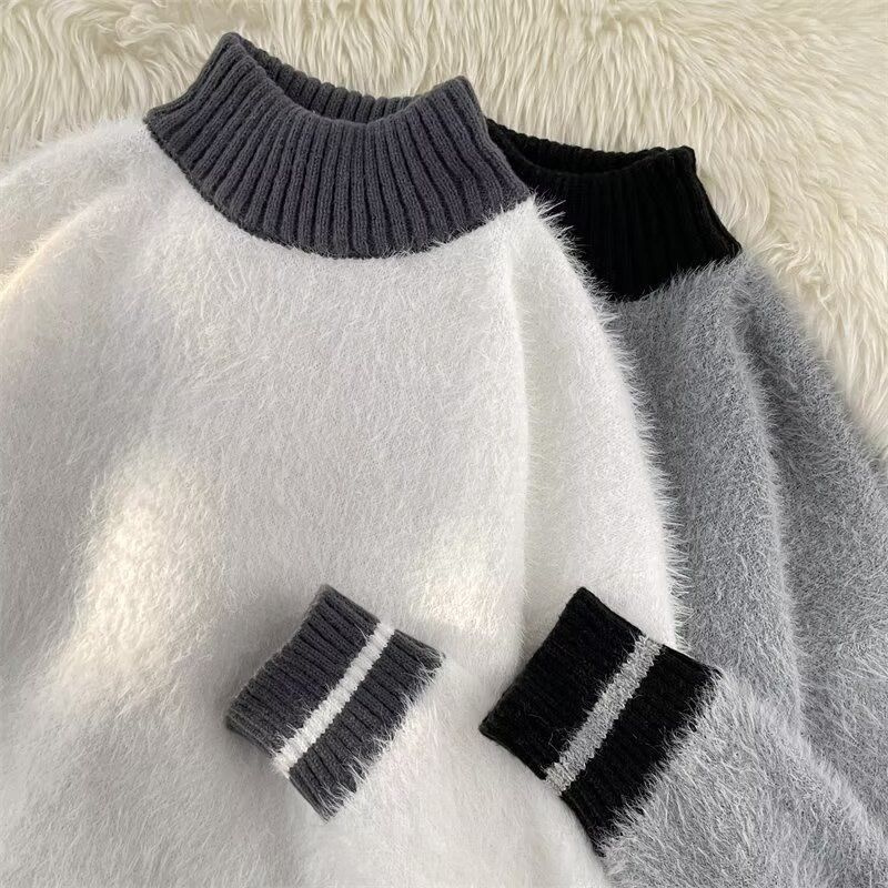 Modern Korean Lifestyle - Fur Collar Pullovers Estampados De Hombres