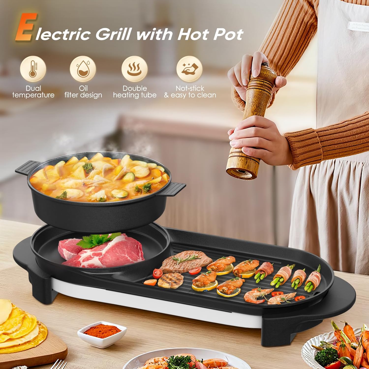 2-in-1 Smokeless Hot Pot & Gri – обзор и цена Korean Bbq Grill