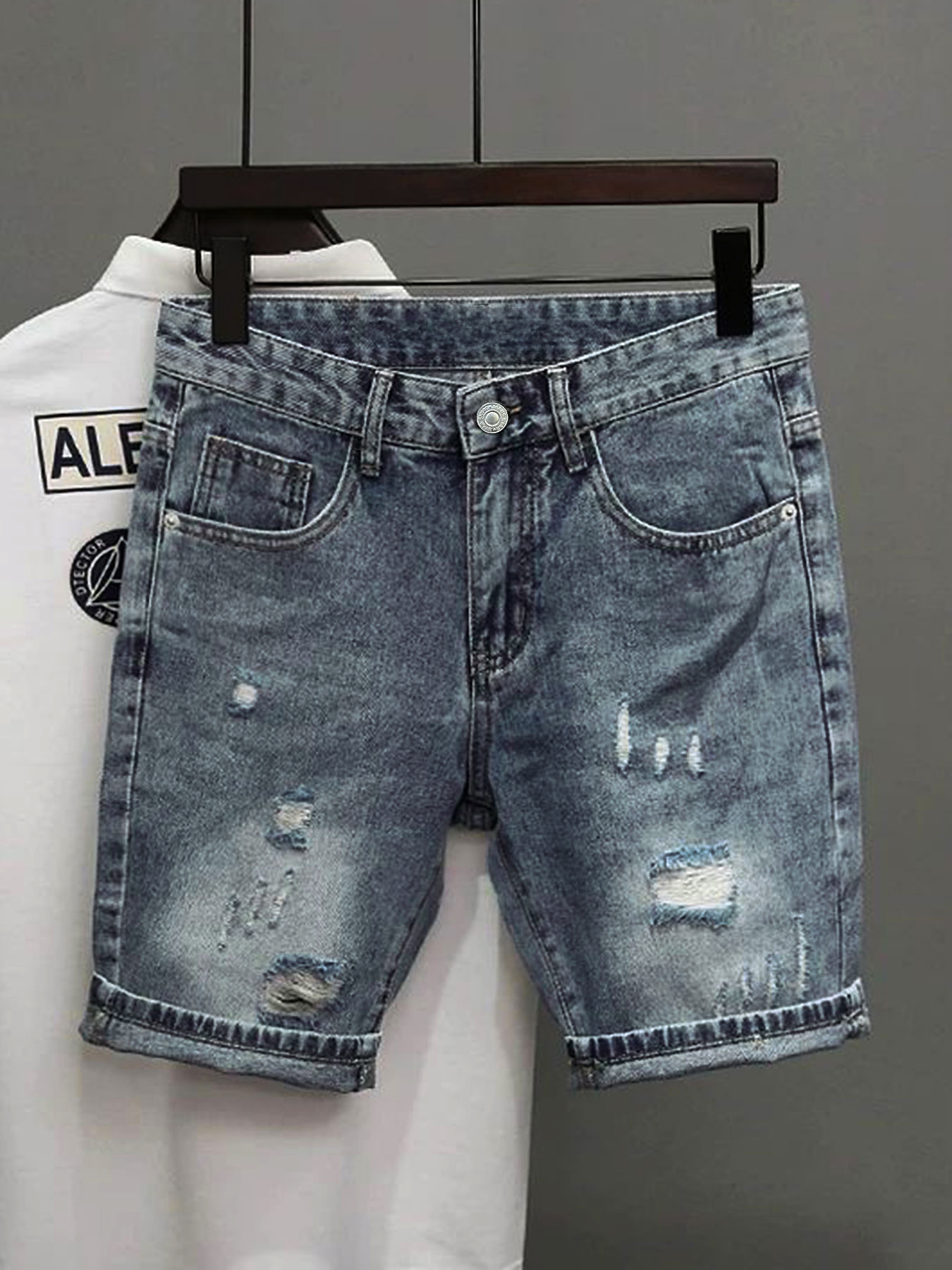 Light Blue Denim Shorts Men's  – обзор и цена Korean Lifestyle